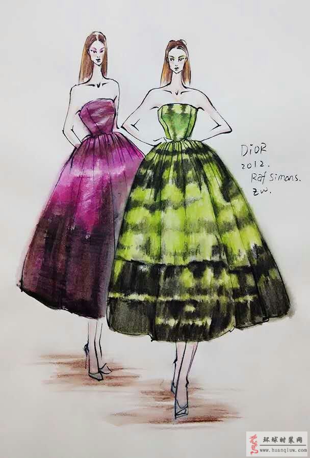 ZW原创时装画-Dior迪奥2012时装秀-原创服装设计作品-环球时装网