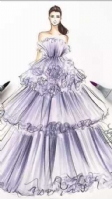 原创时装画作品-紫色礼服