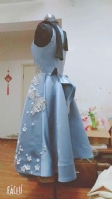 ZW结课秀作品-蓝色立体花卉礼服裙